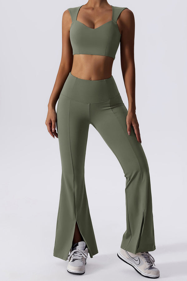 CAPPED SLEEVE CROPPED TOP IN OLIVE