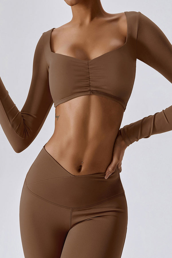 LONG SLEEVE RUCHED PADDED BRA IN SANDSTORM