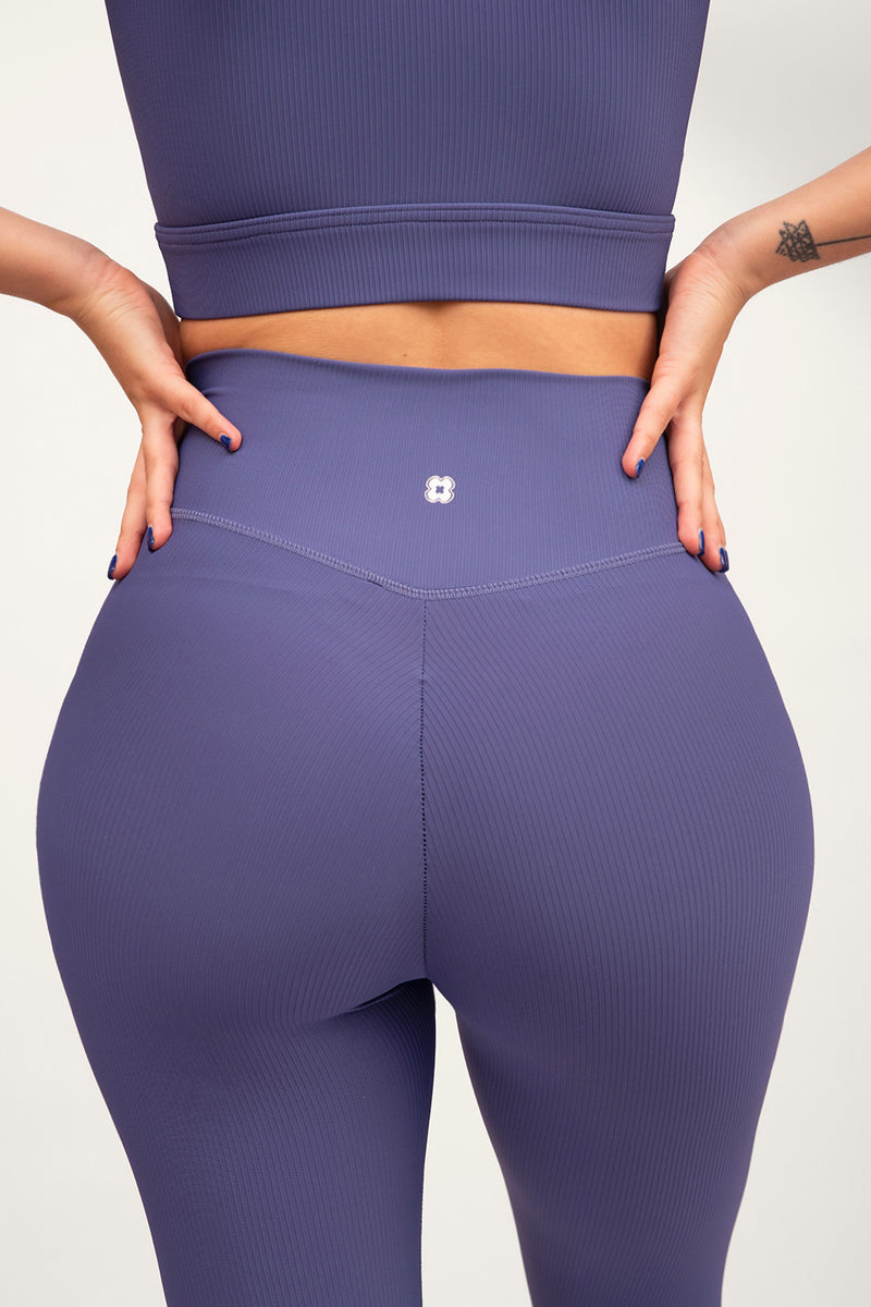 CONTOUR RIB V FRONT HIGH WAISTED LEGGINGS IN SLATE BLUE – Miss Limitless